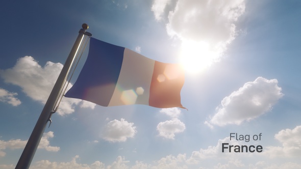 France Flag on a Flagpole V2