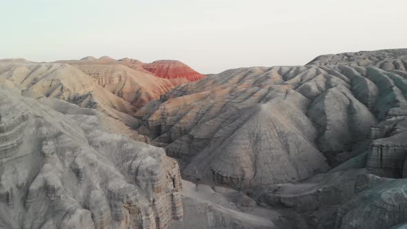 Drone Shot of Canyon Desert Mountains Aktau in Kazakhstan