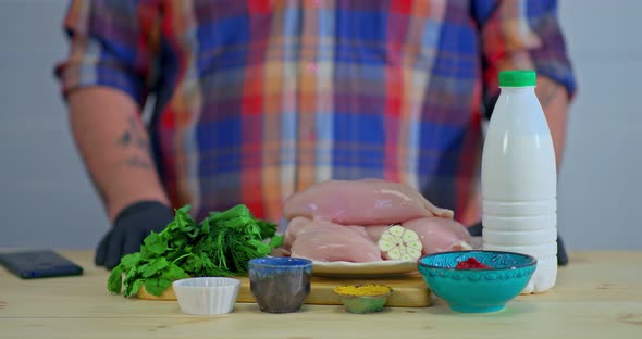 Chef Shows Which Ingredients He Will Use in Cooking