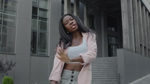 Beautiful Black Girl Dancing On The Street