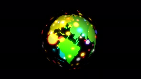 Digital glowing colorful planet