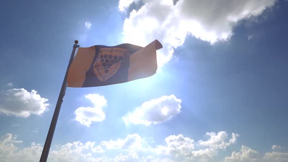 Cornwall City Flag (Ontario) on a Flagpole V4