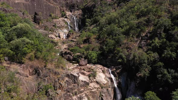 Jourama Falls in Paluma Range National Park aerial with waterfalls, Queensland