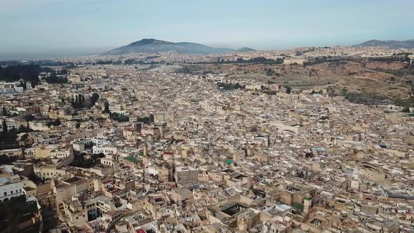 Aerial View of Old Medina in Fes, Morocco