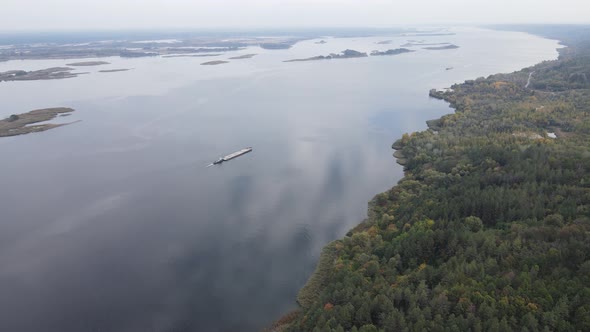 Aerial View of the Dnipro River - the Main River of Ukraine