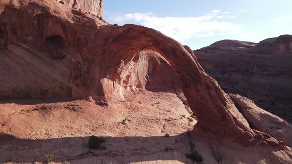 Aerial shot of the amazing Corona Arch near Moab, Utah