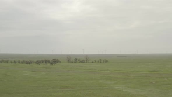 Flying Over an Agricultural Field in Spring