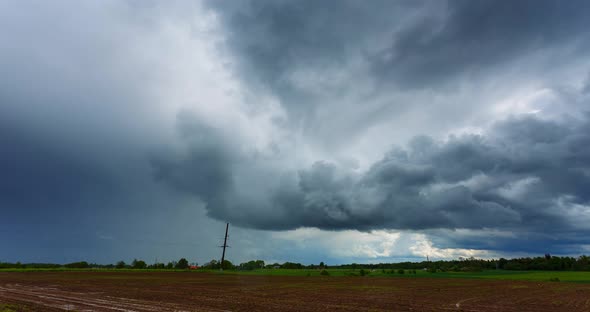 Supercell Storm Cumulus Rain Timelapse Time Lapse Weather Background Strong Violent Clouds Formation