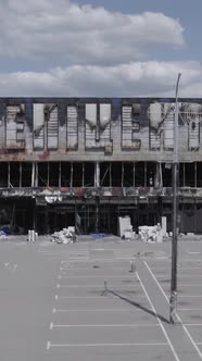 Vertical Video of a Destroyed Shopping Mall During the War in Bucha Ukraine