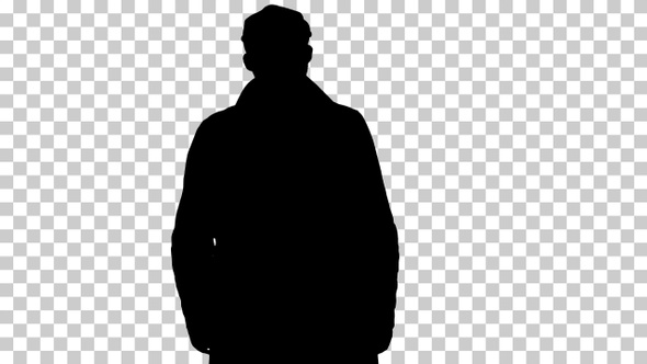 Silhouette man in coat, Alpha Channel