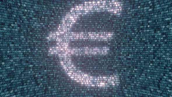 Glowing Euro Sign Made with Computer Symbols