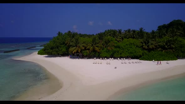 Aerial nature of exotic coastline beach holiday by turquoise ocean with white sand background of jou