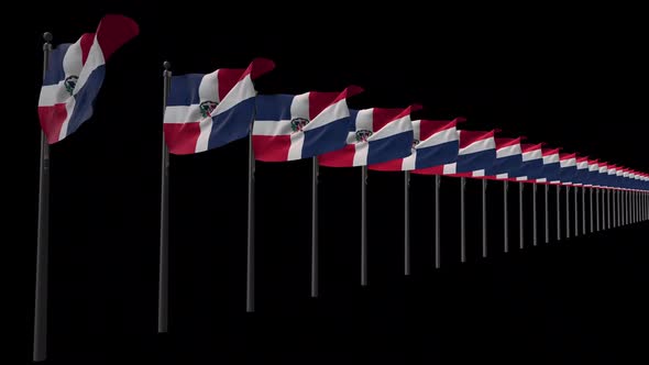 Row Of Dominican Republic Flags With Alpha 2K