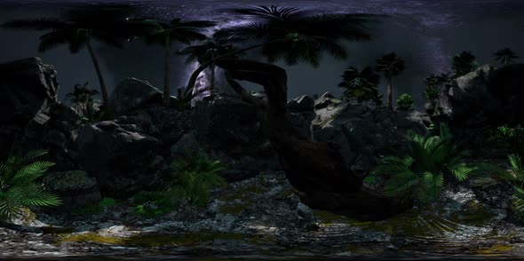 Vr 360 Camera Hyperlapse Star Trails Over Sandstone Canyon Walls and Trees alt