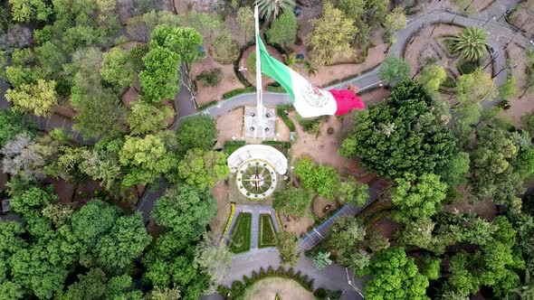View of mexican flag In parque hundido, south Mexico city