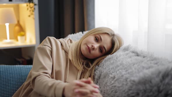 Woman Feeling Bored While Staying Home Alone