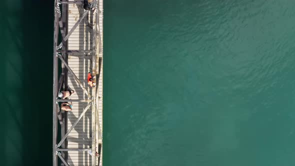 Drone Footage of a Man Jumping Off the Bridge