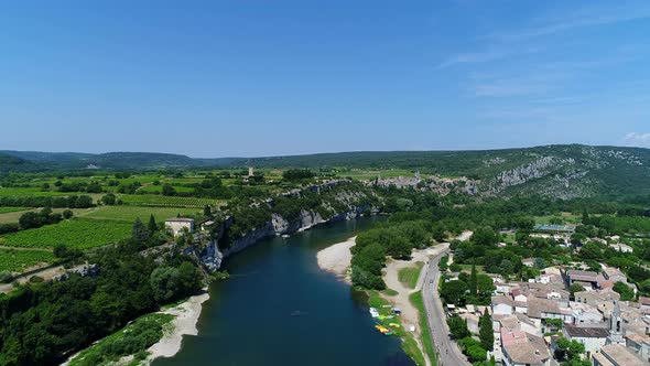 The gorges of the Ardeche in France seen from the sky