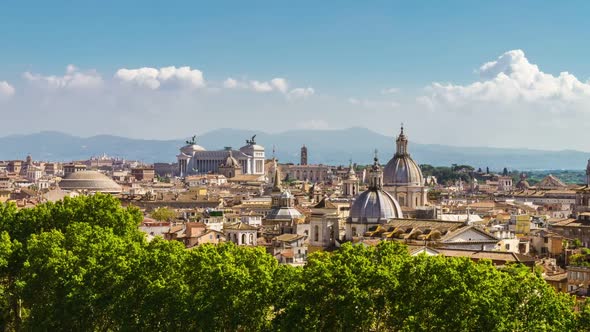 Time Lapse of Rome Skyline in Panoramic View