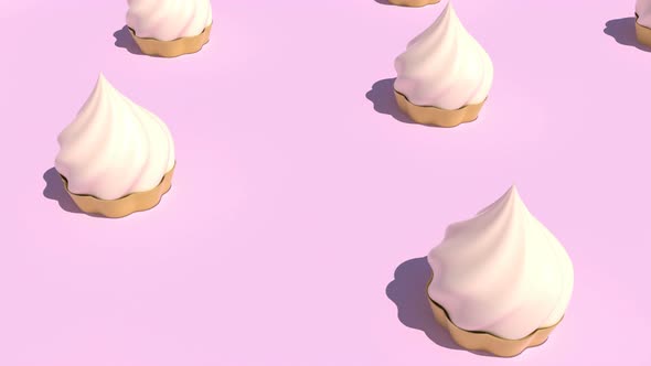 Large Group of Ice Cream on Light Pink Back Able to Loop Seamless