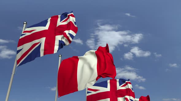 Many Flags of Peru and the United Kingdom