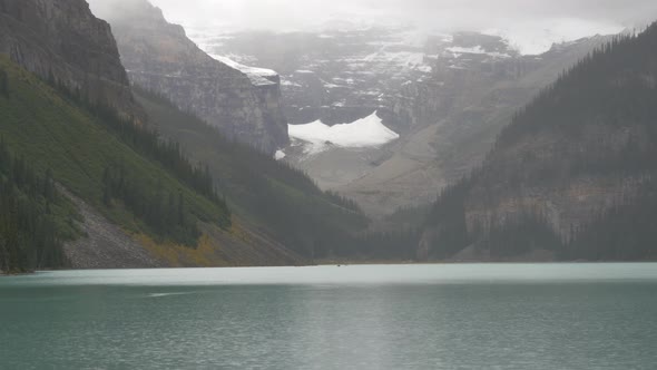 Pan right of Lake Louise, Banff National Park