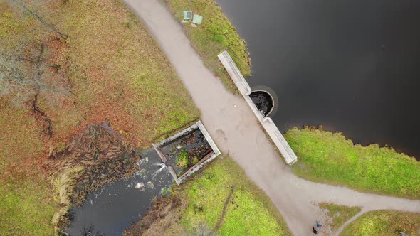 Old Dam Bridge Water Round Waterfall Drain Runoff