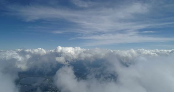 Above the Clouds Scene From Airplane Cockpit, Aerial Footage 4k