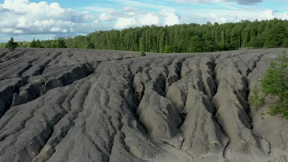 Flying above the abandoned clay quarry