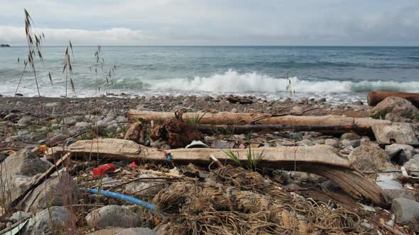 Spontaneous Dump on One of the Shores of the Black Sea in Crimea, Ukraine. Environmental Pollution