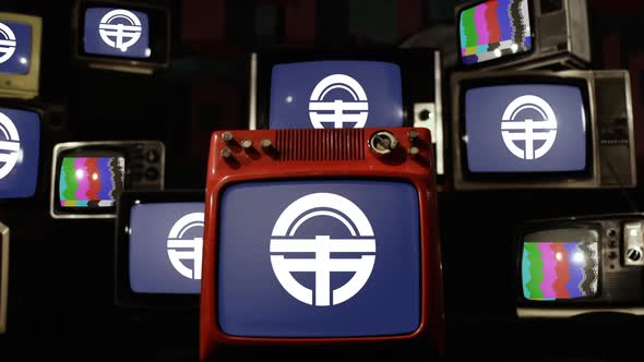 Flag Of Tokushima City, Japan, and Retro TVs.