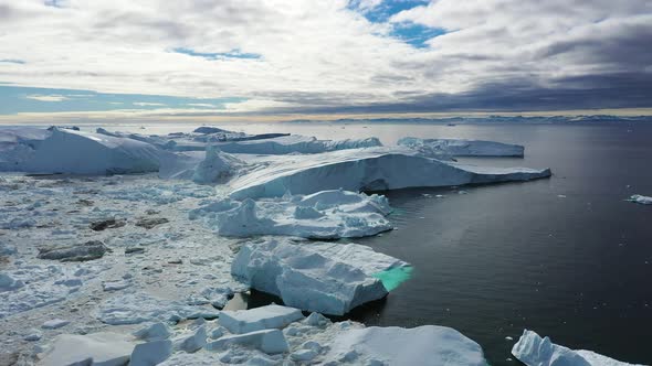 Environment.Greenland. Icebergs. Nature and landscapes of Greenland. Climate change, global warming.