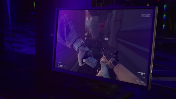 Shooting Enemies With Assault Rifle In Combat Mission Of FPS Computer Game alt