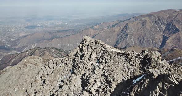 Top View of a Group of Tourists on a Peak