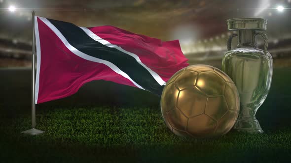 Trinidad And Tobago Flag With Football And Cup Background Loop 4K