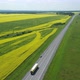 Aerial Shot of a Truck on Road in Beautiful Countryside in Summer - VideoHive Item for Sale