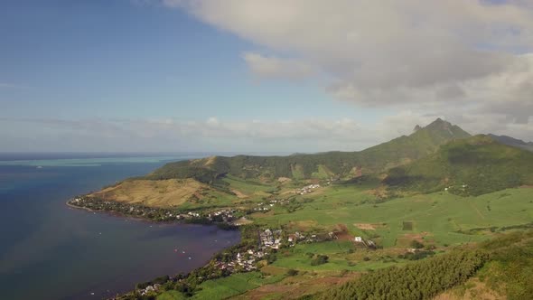 Aerial view of coast line of Mauritius Island