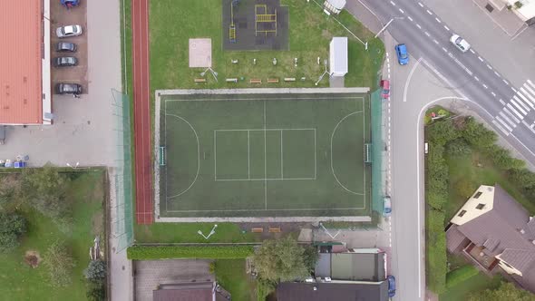 Aerial top down shot of a multifunctional sport area