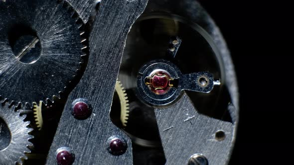 Watch Mechanism Macro loop.Old Vintage Clock Mechanism Working