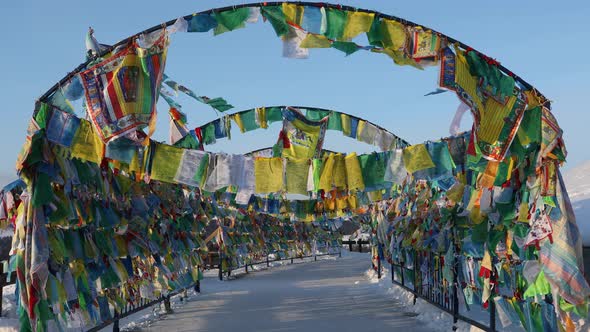 Alley of Colorful Flags Wind Horse 