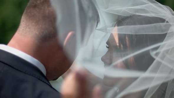 Wedding Couple Kissing.