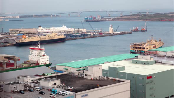 Container Terminal Bay Seaport Dockland Area Tokyo