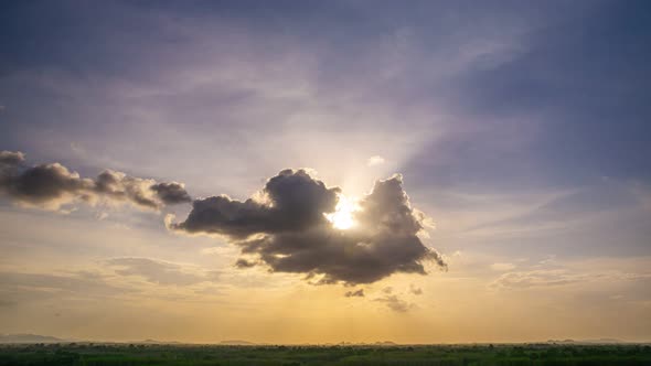 View of Colorful dramatic sky sunset or sunrise with Moving clouds background