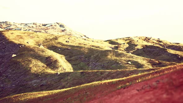 Amazing Scenery of Colored Mountain and Sky at Background in Sunset