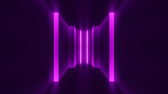 Abstract Retro Violet Neon Light tunnel.