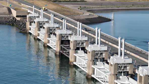 The Delta Works Water Flood Defense System in the Netherlands Protect Against High Water From the