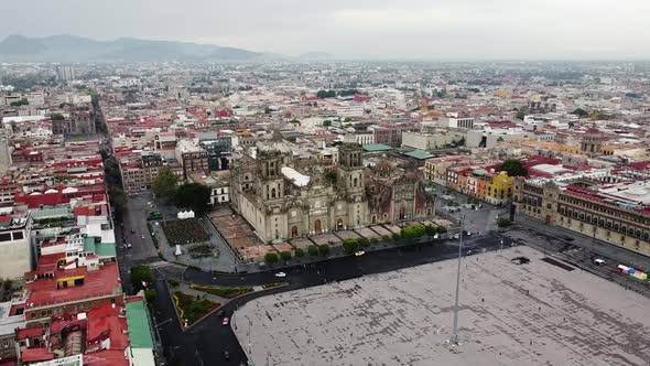 Historic Center of Mexico city, Metropolitan Cathedral of Mexico aside Zocalo