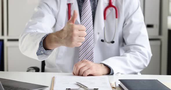 Doctor Showing Thumb Up in Office  Movie