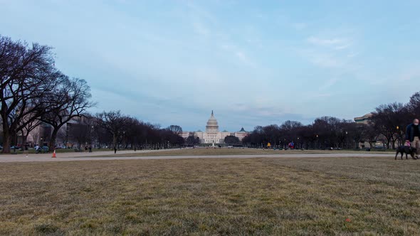 Motion time-lapse of  National Mall and U.S. Capitol - Washington, D.C. - Dusk