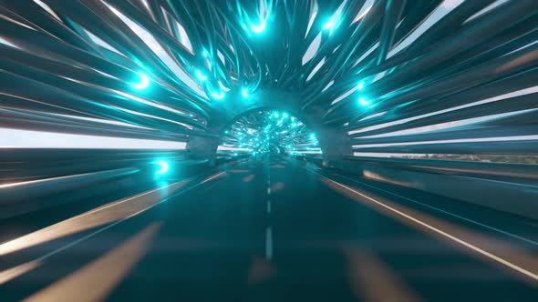 Flying in a Futuristic Fiber Optic Tunnel with a Road